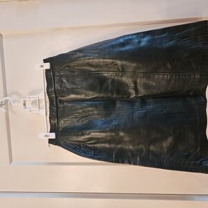 Vintage Ann Taylor Dark Green Leather Skirt